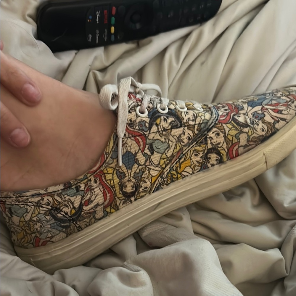 Disney Multi-Color Character Print Canvas Sneakers — White Laces